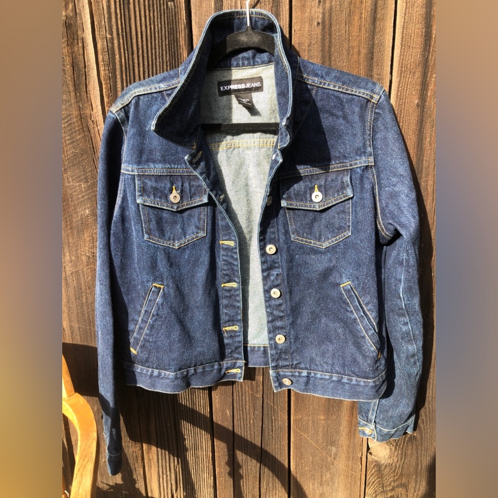 Express Dark Blue Denim Jacket for Woman large